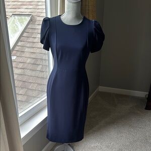 Calvin Klein Blue Puff Sleeve Sheath Dress